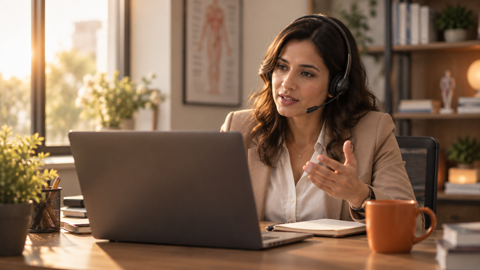 A pharmaceutical sales rep mid-roleplay call, rehearsing against a generated HCP persona